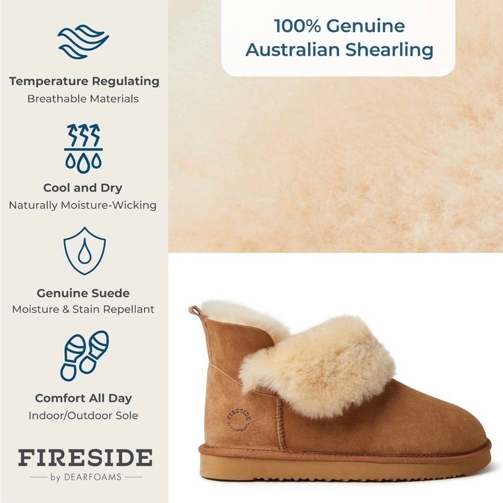 Fireside by Dearfoams Womens 7 Brown Fur Boots Booties - Picture 16 of 16